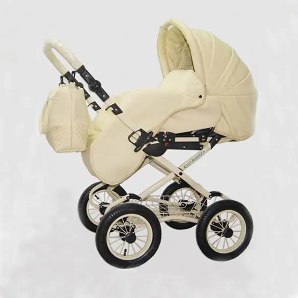 Детская коляска Esperanza Classic Leatherette 2 в 1 кожа Цвет рамы - Белый Маленькие колеса фото 3