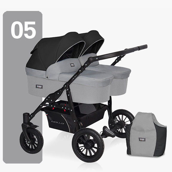 Детская коляска для двойни Riko Basic Saxo 2 в 1 - Фото