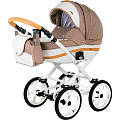 Детская коляска BeBe-Mobile Ines R 3 в 1, ткань+эко-кожа (R3 (Biscuit-White)
						
					) — Фото