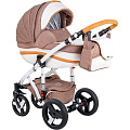 Детская коляска BeBe-Mobile Movo R 3 в 1, ткань+эко-кожа (R3 (Biscuit-White)
						
					) — Фото