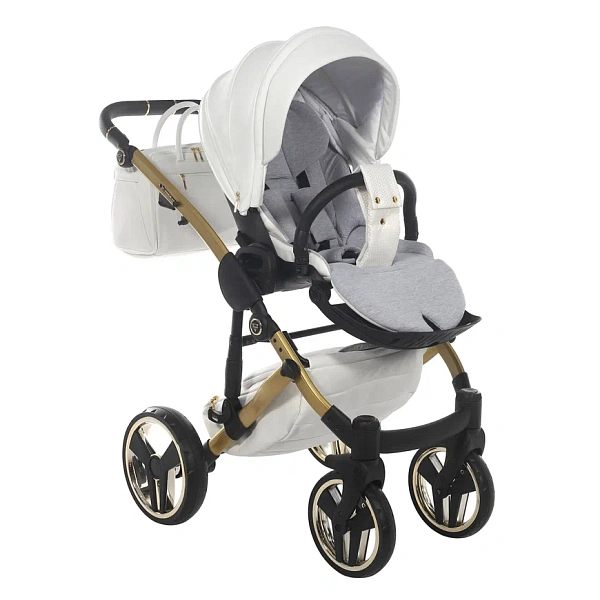 Детская коляска Junama Diamond Mirror Satin V2 3 в 1 на золотой раме фото 26
