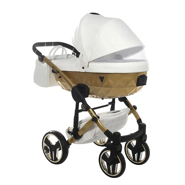 Детская коляска Junama Diamond Mirror Satin V2 3 в 1 на золотой раме фото 6